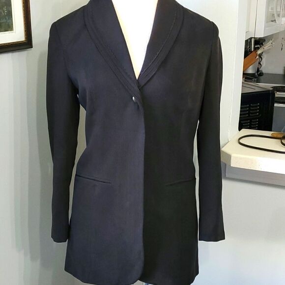 NANCY HELLER SAKS, BLACK 💯 % SILK JACKET. P Small, Dark Academia style. - Picture 1 of 9